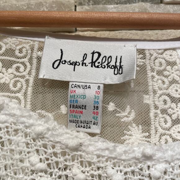 Joseph Ribkoff Sheer Knit Sweater Top, 8 | White Mesh, Lace Bridal, Cottagecore - Picture 3 of 8